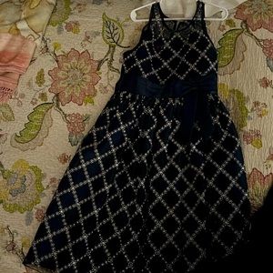 Formal dress size 10 navy blue and silver